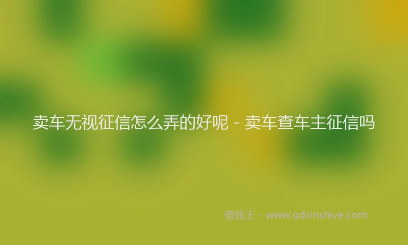 卖车无视征信怎么弄的好呢 - 卖车查车主征信吗