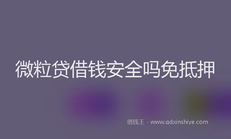 微粒贷借钱安全吗免抵押