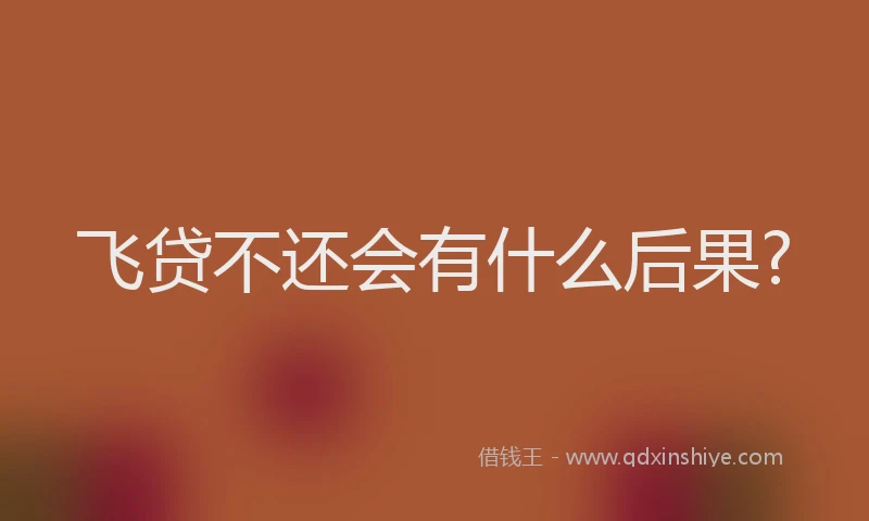 飞贷不还会有什么后果?
