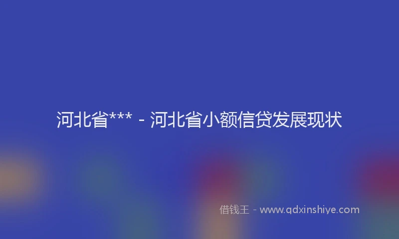河北省*** - 河北省小额信贷发展现状