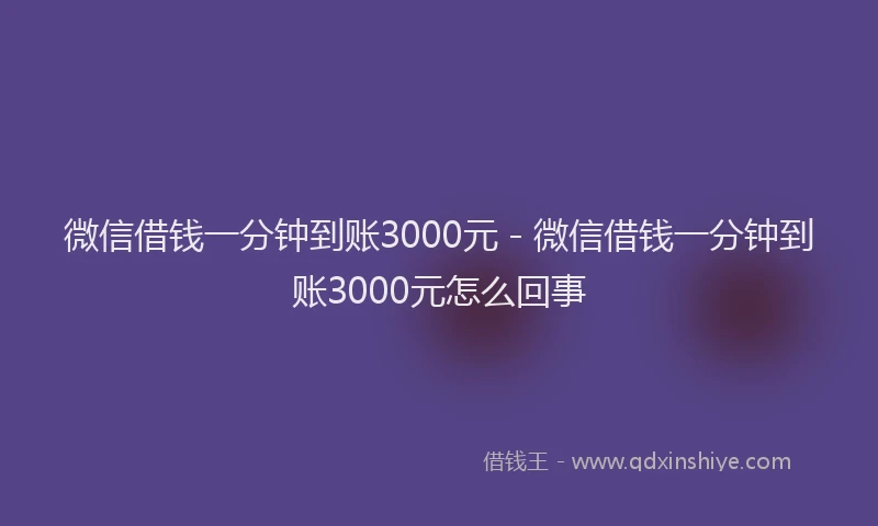 微信借钱一分钟到账3000元 - 微信借钱一分钟到账3000元怎么回事
