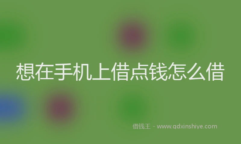 想在手机上借点钱怎么借