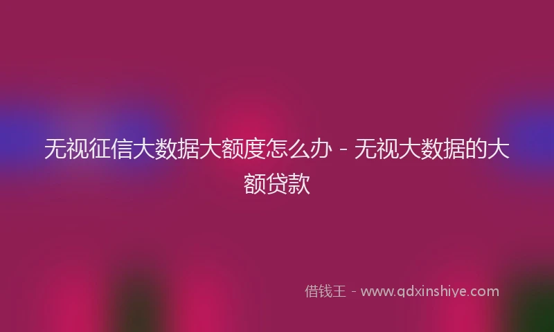 无视征信大数据大额度怎么办 - 无视大数据的大额贷款