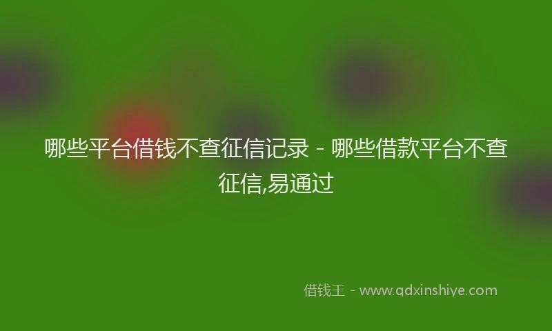 哪些平台借钱不查征信记录 - 哪些借款平台不查征信,易通过