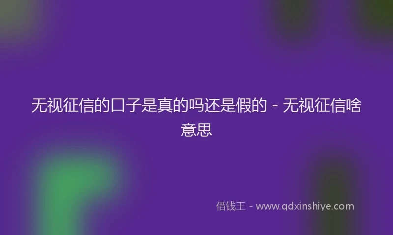 无视征信的口子是真的吗还是假的 - 无视征信啥意思