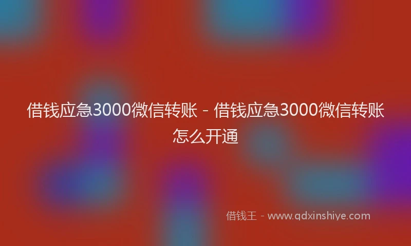 借钱应急3000微信转账 - 借钱应急3000微信转账怎么开通