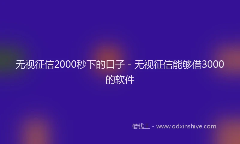 无视征信2000秒下的口子 - 无视征信能够借3000的软件