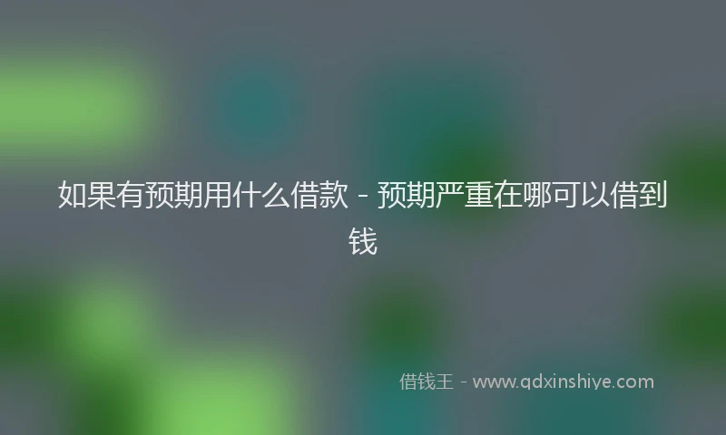 如果有预期用什么借款 - 预期严重在哪可以借到钱
