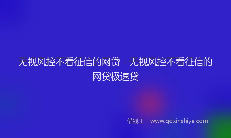 无视风控不看征信的网贷 - 无视风控不看征信的网贷极速贷