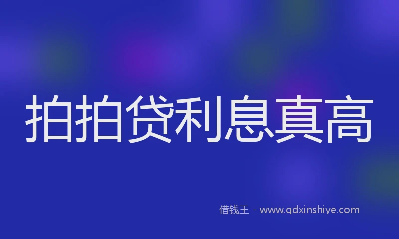 拍拍贷利息真高