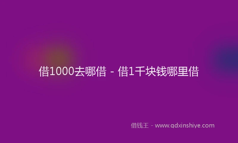 借1000去哪借 - 借1千块钱哪里借