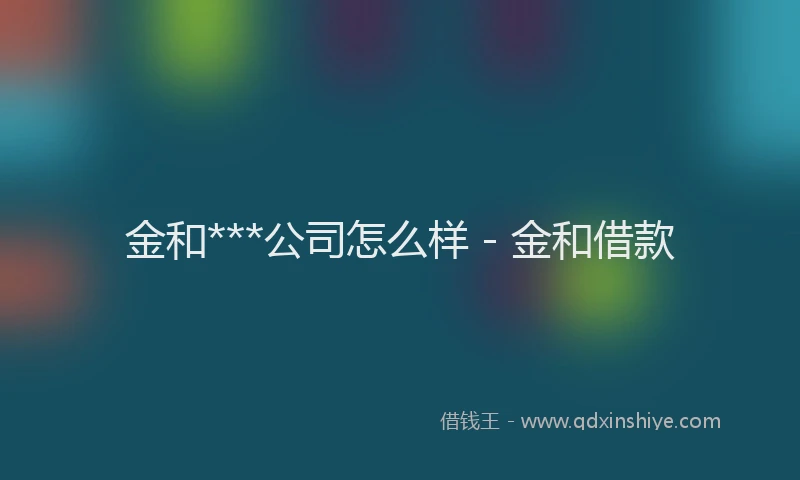 金和***公司怎么样 - 金和借款