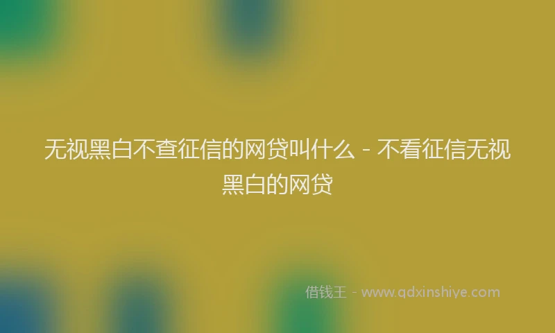 无视黑白不查征信的网贷叫什么 - 不看征信无视黑白的网贷