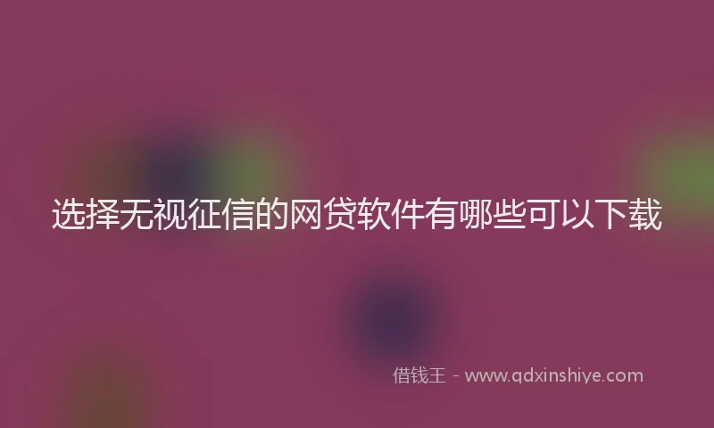 选择无视征信的网贷软件有哪些可以下载
