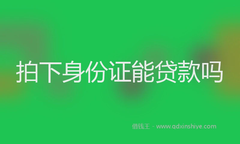 拍下身份证能贷款吗