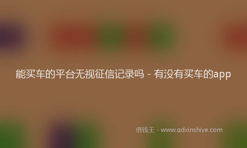 能买车的平台无视征信记录吗 - 有没有买车的app