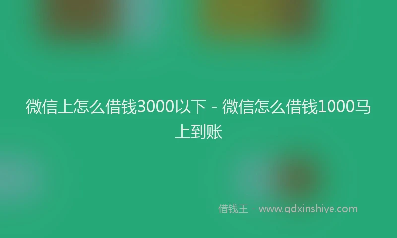 微信上怎么借钱3000以下 - 微信怎么借钱1000马上到账