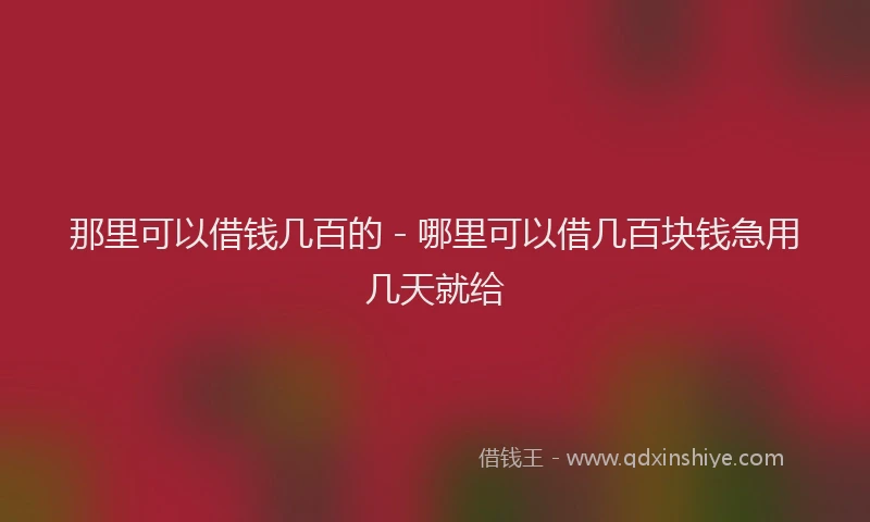 那里可以借钱几百的 - 哪里可以借几百块钱急用几天就给