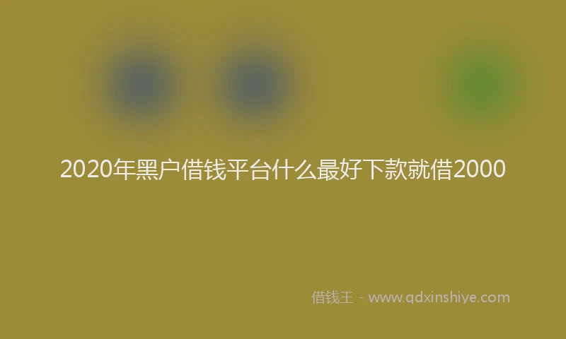 2020年黑户借钱平台什么最好下款就借2000