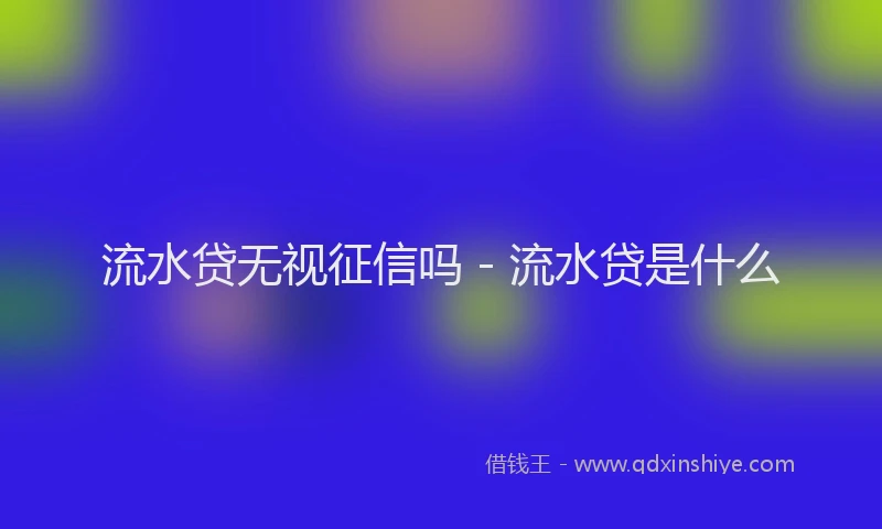 流水贷无视征信吗 - 流水贷是什么