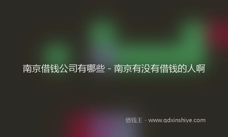 南京借钱公司有哪些 - 南京有没有借钱的人啊