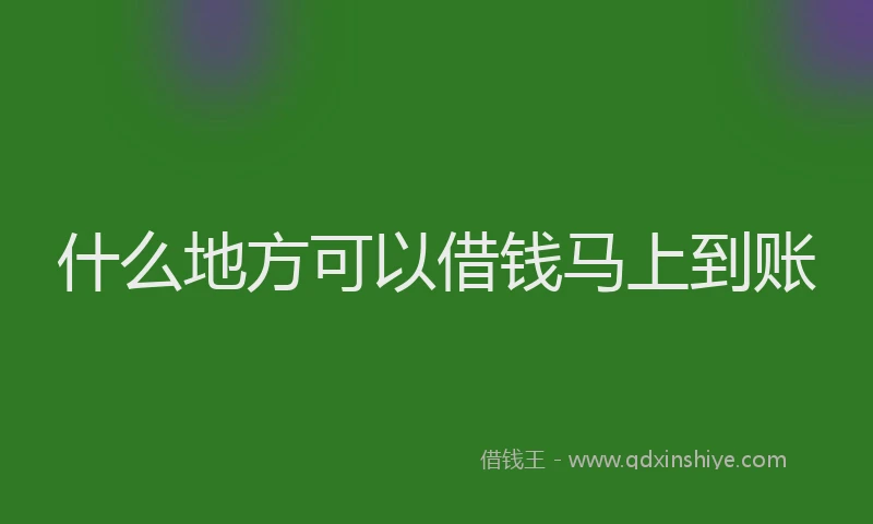 什么地方可以借钱马上到账