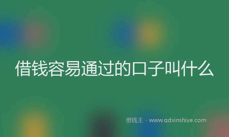借钱容易通过的口子叫什么