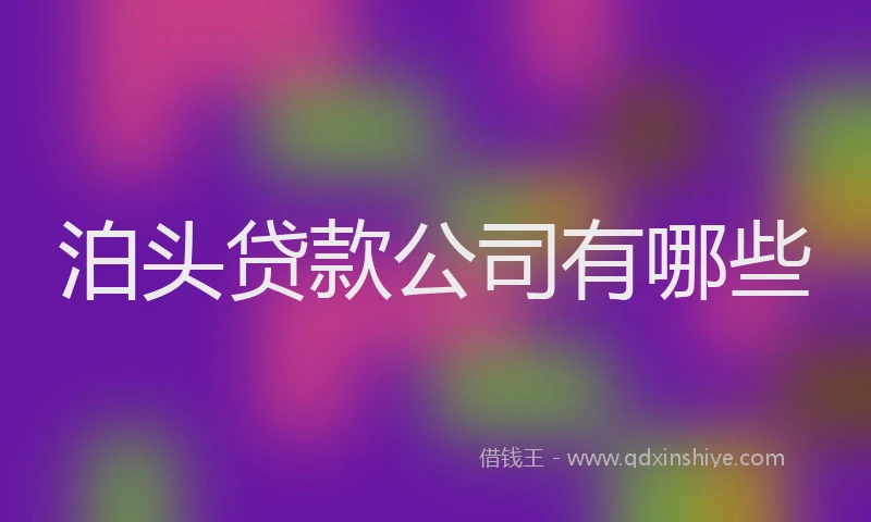 泊头贷款公司有哪些