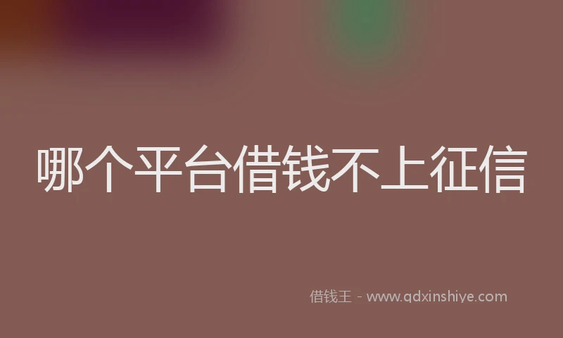 哪个平台借钱不上征信