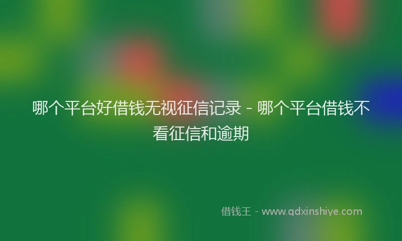哪个平台好借钱无视征信记录 - 哪个平台借钱不看征信和逾期