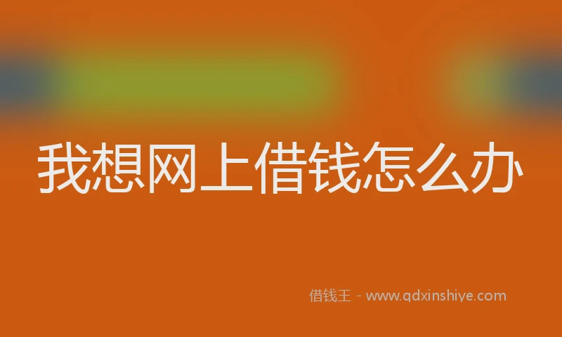 我想网上借钱怎么办