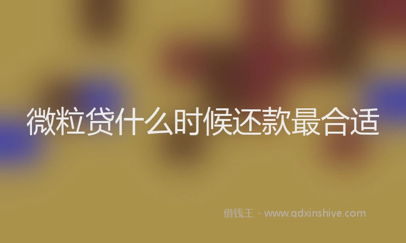 微粒贷什么时候还款最合适