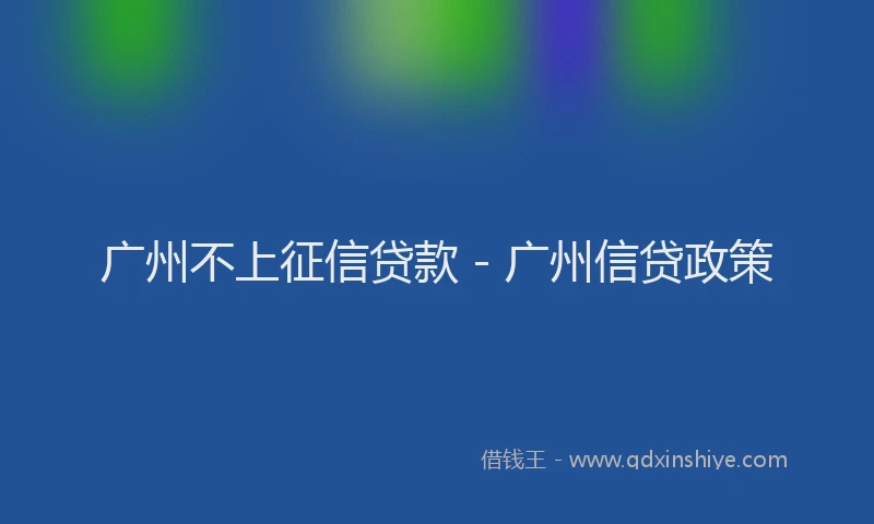 广州不上征信贷款 - 广州信贷政策