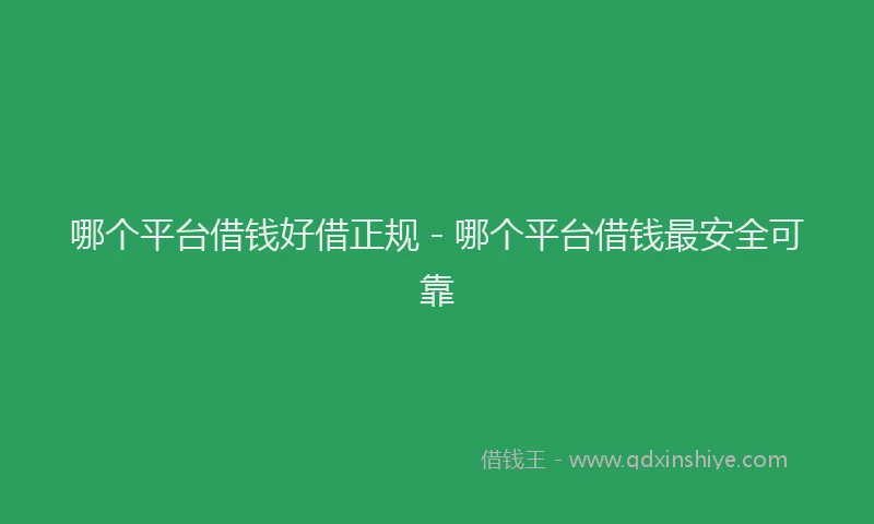 哪个平台借钱好借正规 - 哪个平台借钱最安全可靠