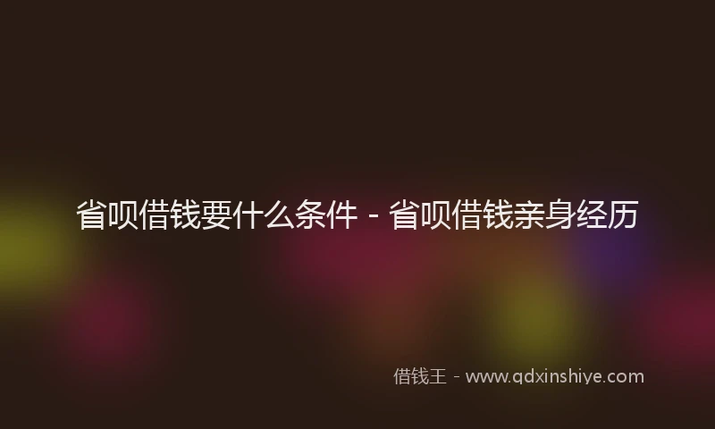 省呗借钱要什么条件 - 省呗借钱亲身经历