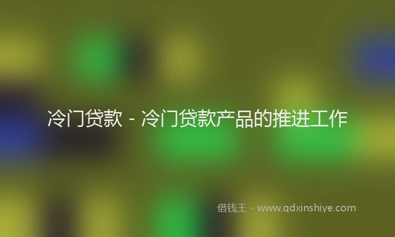 冷门贷款 - 冷门贷款产品的推进工作