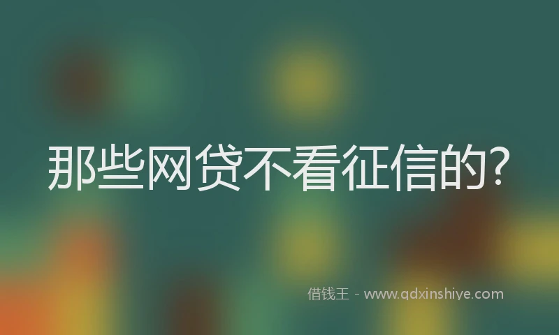 那些网贷不看征信的?