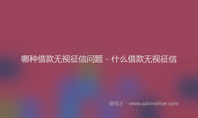哪种借款无视征信问题 - 什么借款无视征信