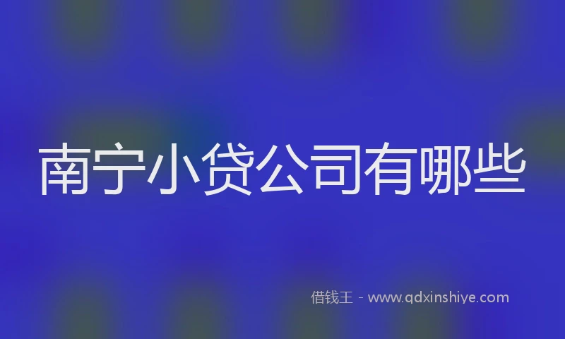 南宁小贷公司有哪些