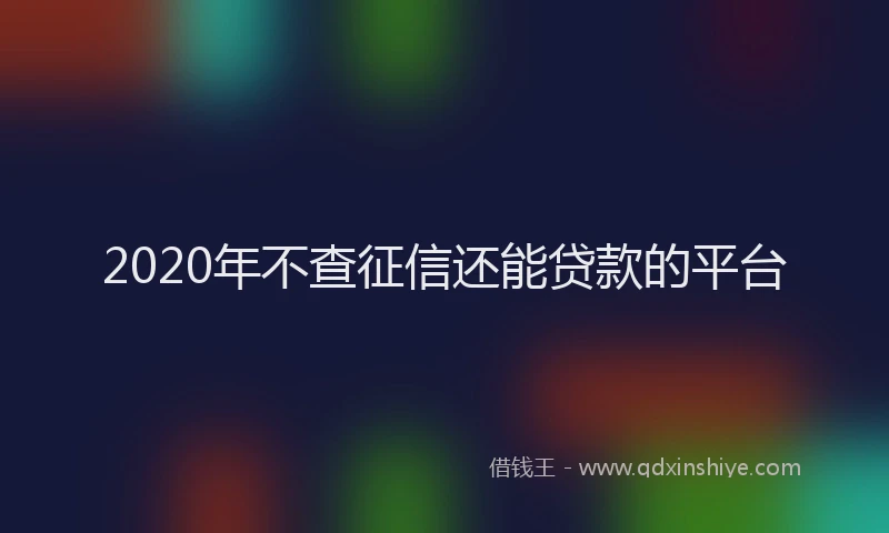 2020年不查征信还能贷款的平台