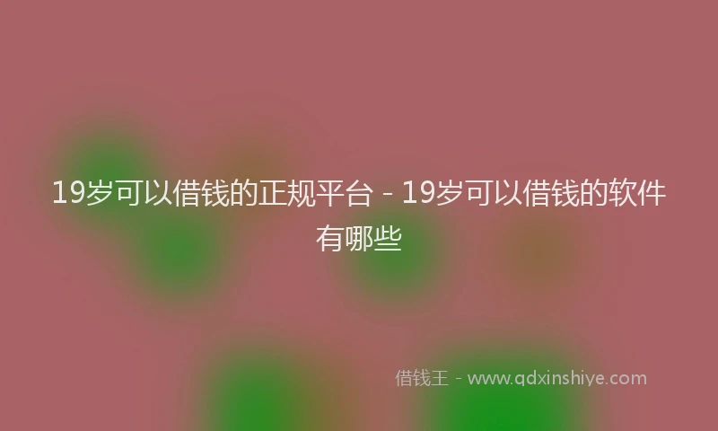 19岁可以借钱的正规平台 - 19岁可以借钱的软件有哪些