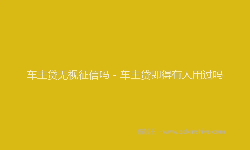 车主贷无视征信吗 - 车主贷即得有人用过吗