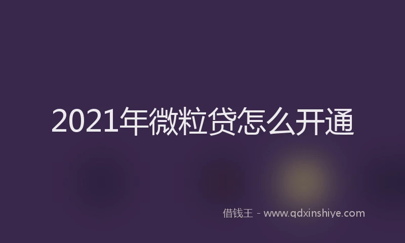 2021年微粒贷怎么开通