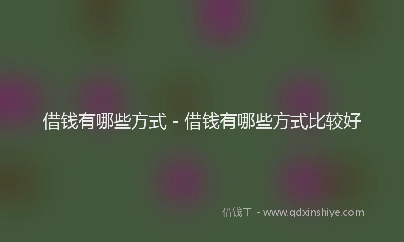 借钱有哪些方式 - 借钱有哪些方式比较好