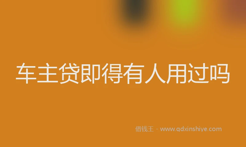 车主贷即得有人用过吗