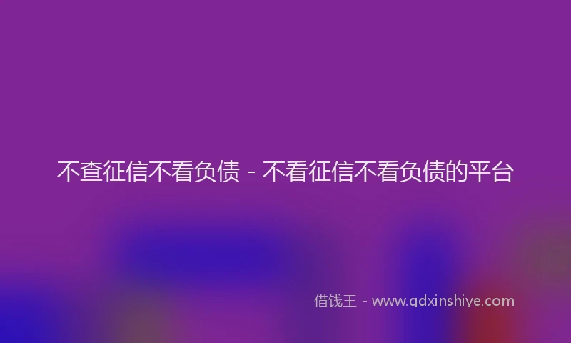 不查征信不看负债 - 不看征信不看负债的平台