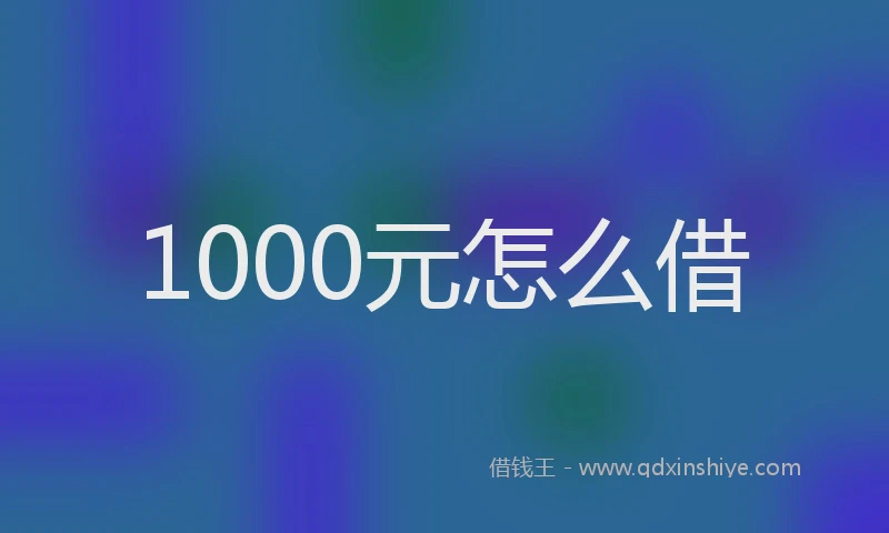 1000元怎么借