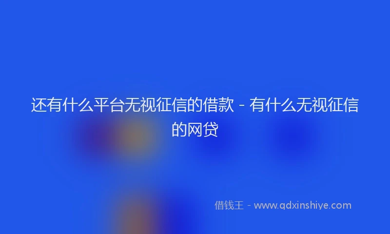 还有什么平台无视征信的借款 - 有什么无视征信的网贷