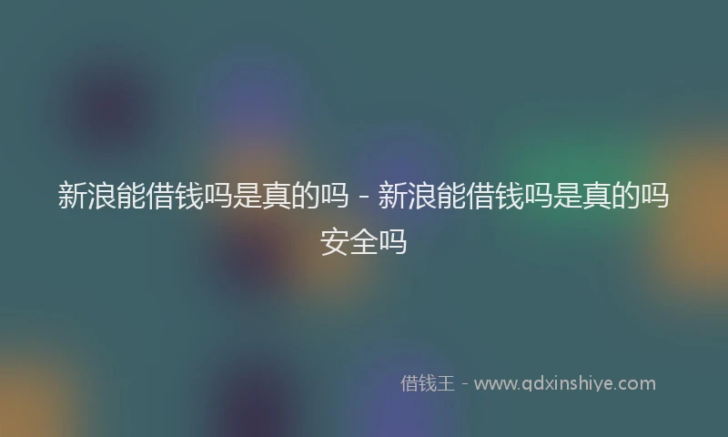 新浪能借钱吗是真的吗 - 新浪能借钱吗是真的吗安全吗