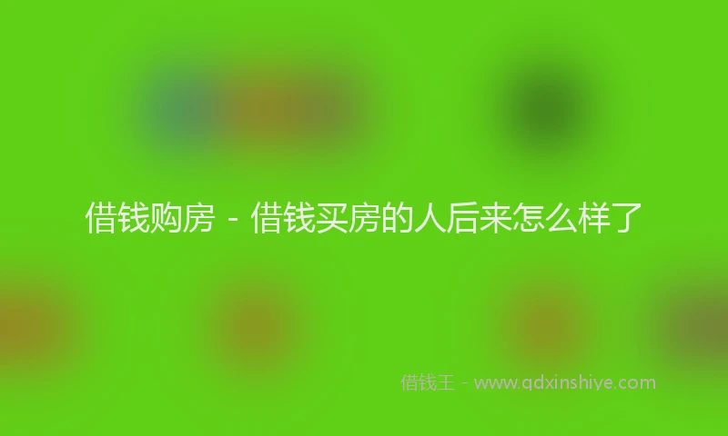 借钱购房 - 借钱买房的人后来怎么样了